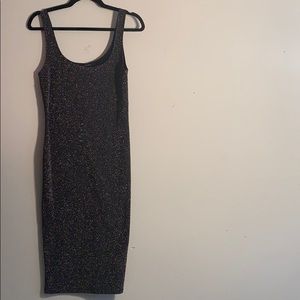 Shimmer shiny rainbow/black  bodycon midi dress